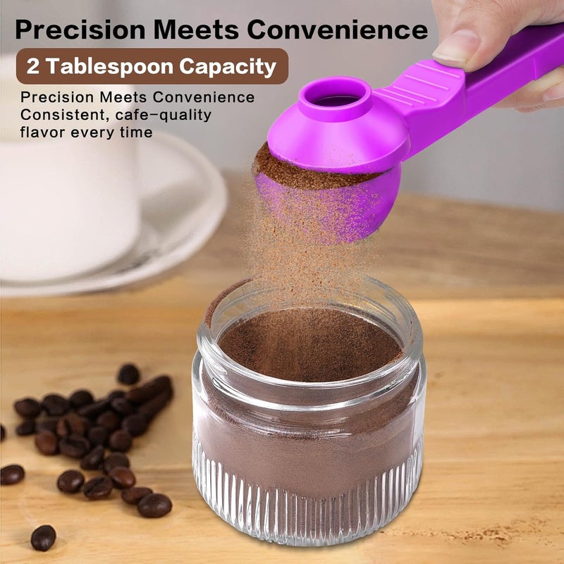 CEILUPY 2-in-1 Coffee Scoop with Funnel, 2 Teaspoon Measuring Spoon for Reusable K Cups, Ground Coffee, Protein Powder & Tea, Mess-Free Plastic Design (Rose Red) - Image 3